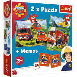 TREFL 90791 Puzzle 2w1 + Memos Strażacy w akcji 3+