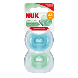 NUK 730379 Smoczek 0-6m Sensitive boy silikonowy 2szt