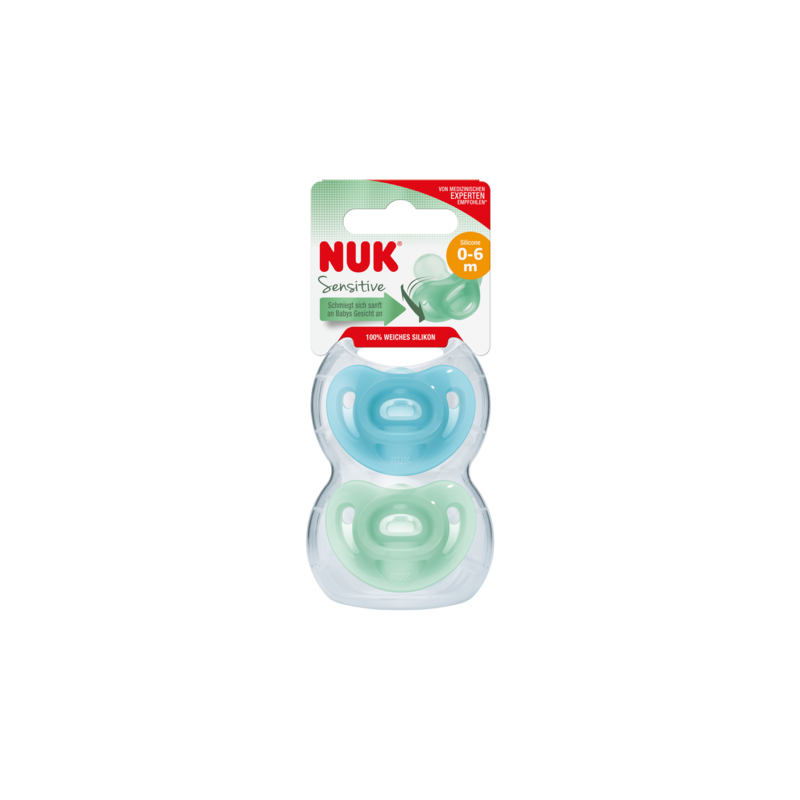 NUK 730379 Smoczek 0-6m Sensitive boy silikonowy 2szt