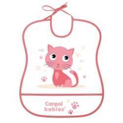 CANPOL 2/919 Śliniak plastikowy miękki - pink cat